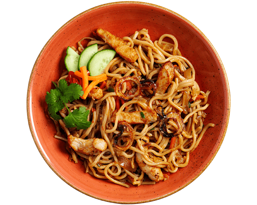 Bami Goreng von Hofmanns Shop: Indonesisches Nudelgericht mit Huhn und Gemüse.