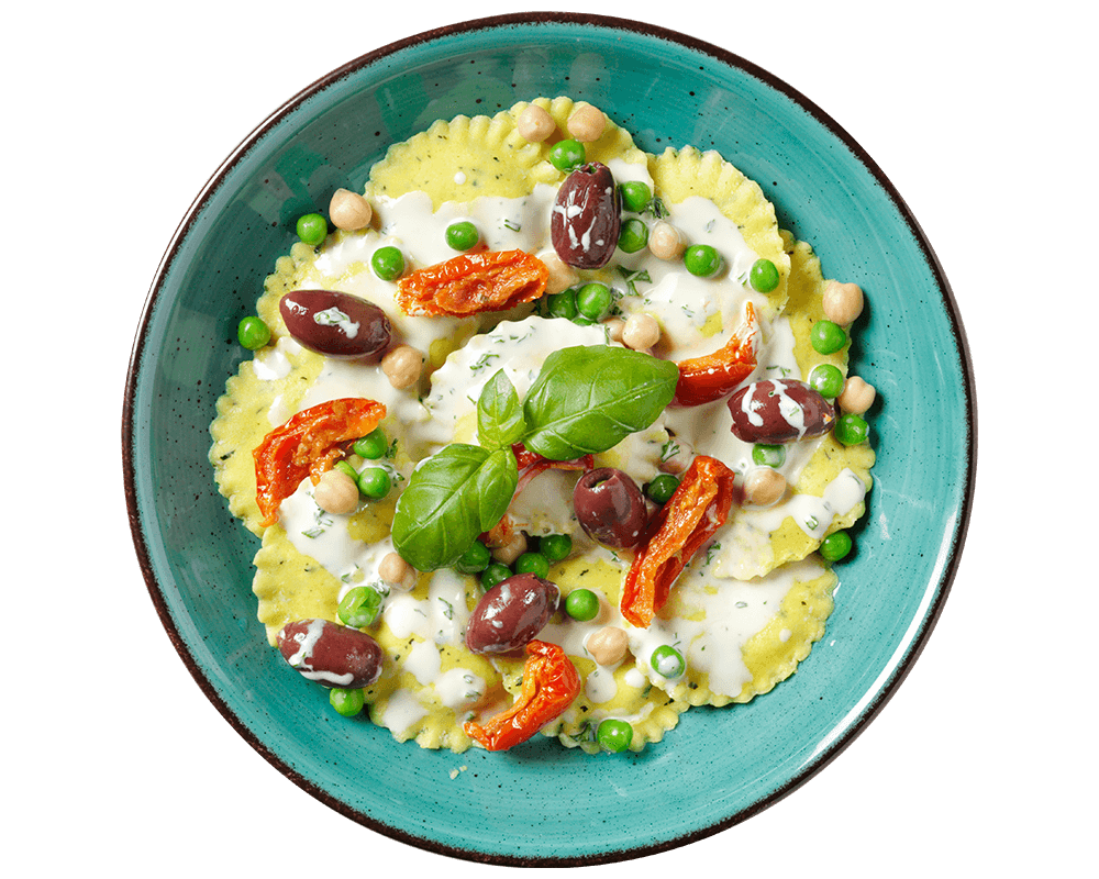 Gransole Limone + Basilico von Hofmanns Shop: Ravioli mit Zitronen-Basilikumfüllung in Weißweinsoße.